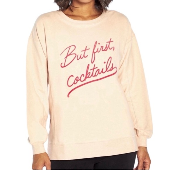 WILDFOX “But First, Cocktails” Statement Sweatshirt in Light Pink! - Picture 1 of 8